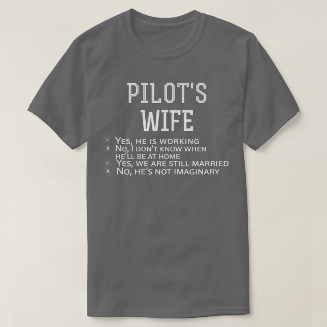 Womens Pilot's Wife Checklist  Funny Husband Worki T-Shirt (Design Front)