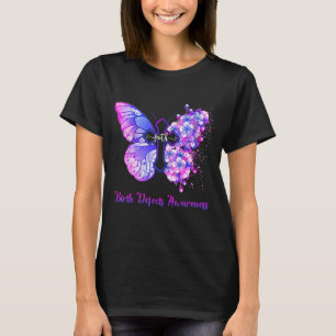 Womens Pink And Blue Butterfly Faith Birth Defects T-Shirt