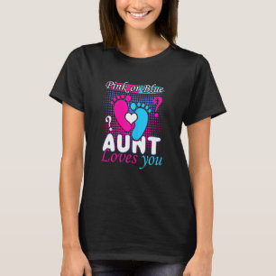 Womens Pink Blue Aunt Loves You Baby Pregnancy Rev T-Shirt