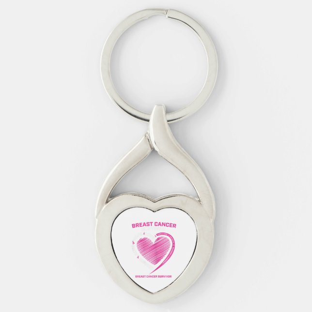 Womens Pink Breast Cancer Survivor Gifts Women Mum Key Ring (Front)
