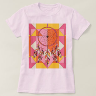 Women's Pink Dreamcatcher Geometric Shapes T-Shirt