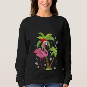 Womens Pink Flamingo Christmas X Mas Bird Enthusia Sweatshirt