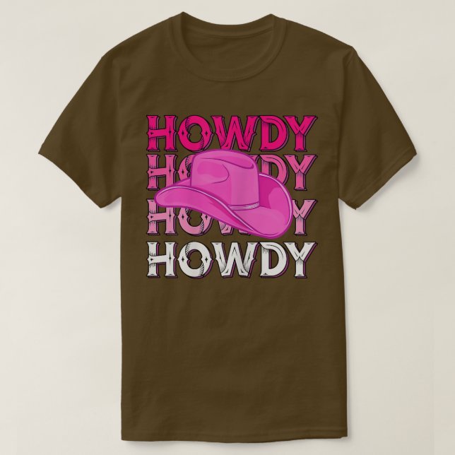 Womens Pink Howdy Cowgirl Western Country Rodeo Aw T-Shirt (Design Front)