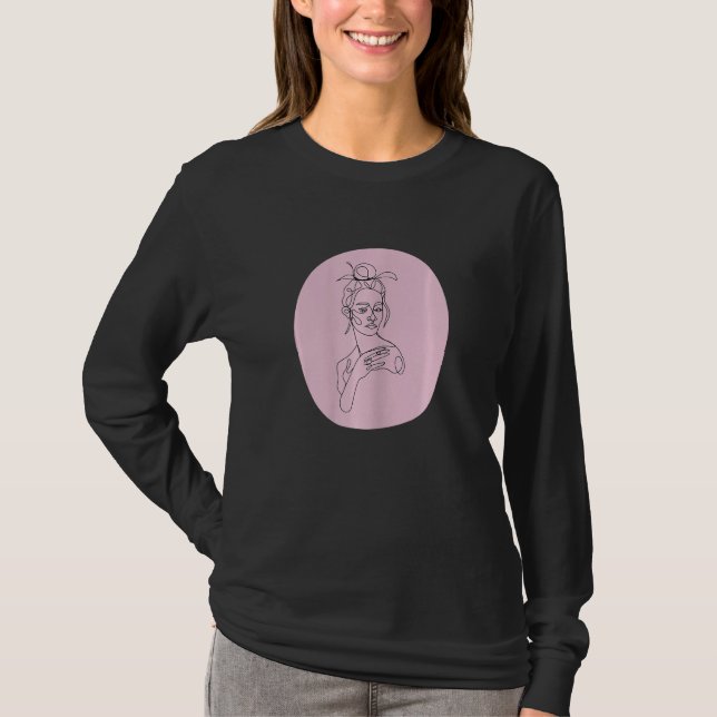 Womens Pink Minimalistic Smoking Women Abstract Bo T-Shirt (Front)