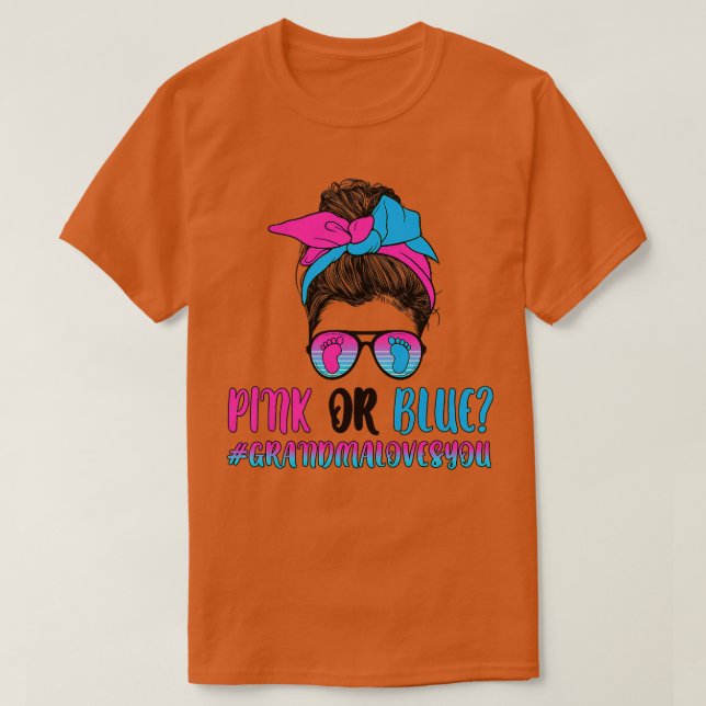 Womens Pink or blue grandma loves you gender revea T-Shirt (Design Front)