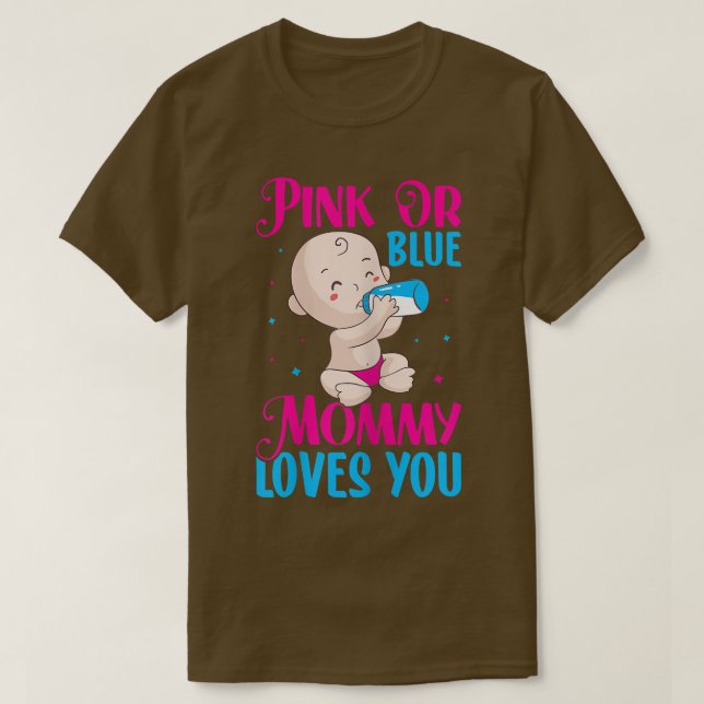 Womens Pink or Blue Mummy Loves You - Mummy to Be  T-Shirt (Design Front)