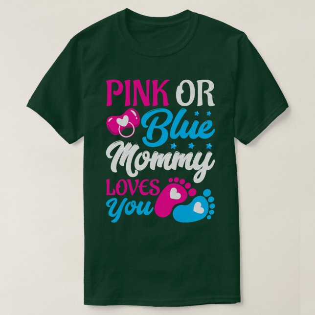 Womens Pink or Blue Mummy Loves You - Mummy to Be  T-Shirt (Design Front)