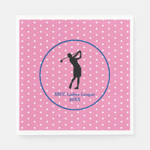 Women's Pink Polkadot Golf Party Plate Napkin