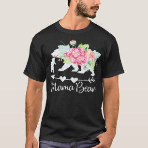 Womens Pink Watercolor Roses Floral Mama Bear and T-Shirt