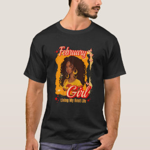 Womens Pisces Girl Aquarius Melanin Queen February T-Shirt