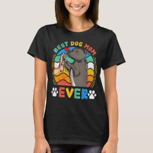 Womens Pitbull Best Dog Mum Ever Dog Retro T-Shirt