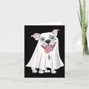 Womens Pitbull Dog Wearing A White Ghost Costume Card