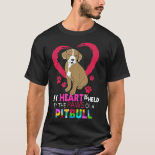 Womens Pitbull Gif Pit Bull Lover Heart Held In Pa T-Shirt