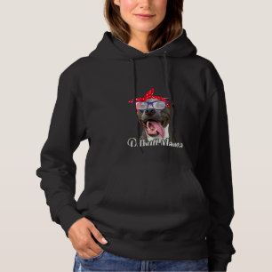 Womens Pitbull Mama Mummy Mum Red Scarf Eyeglasses Hoodie