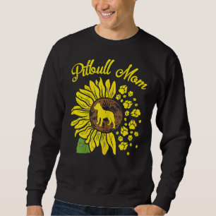 Womens Pitbull Mum Sunflower Paw Pittie Dog Owner Sweatshirt