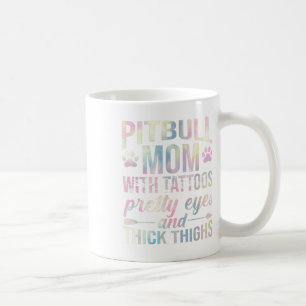 Womens Pitbull Mum With Tattoos Pretty Eyes Thick Coffee Mug