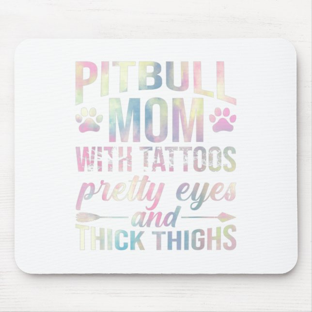 Womens Pitbull Mum With Tattoos Pretty Eyes Thick  Mouse Pad (Front)