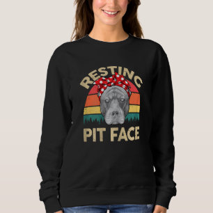 Womens Pitbull Resting Pit Face Pitbull Mama Pit Sweatshirt