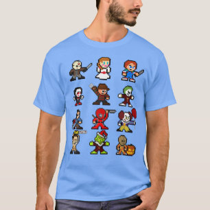 Womens Pixel Art 8-Bit Horror Halloween Scary Char T-Shirt