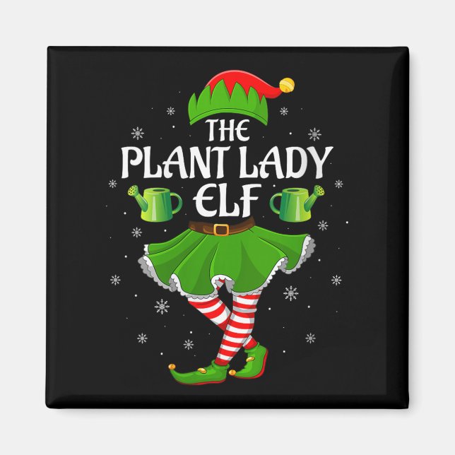 Womens Plant Lady Elf Christmas Family Girls Women Magnet (Front)