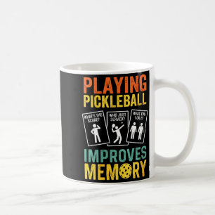 Womens playing pickleball improves memory funny coffee mug