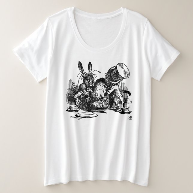Women's Plus Mad Hatter Alice in Wonderland Teapot Plus Size T-Shirt (Design Front)
