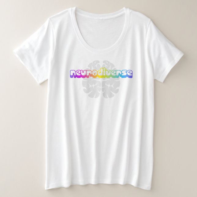Women's Plus Mental Health Rainbow Neurodiverse Size T-Shirt (Design Front)
