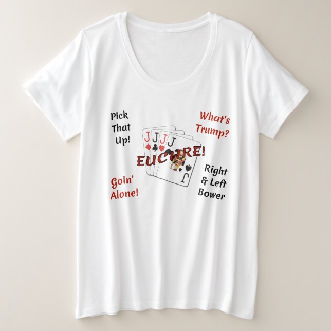 Women's Plus Size Basic T-Shirt - Euchre! (Design Front)