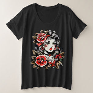 Women's Plus Size Lady with Roses T-Shirt