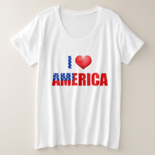 Women's Plus Size T-Shirt-I Love America T-Shirt
