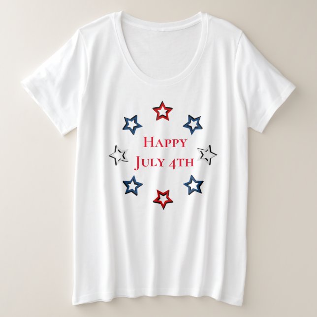 Women's Plus Size T-Shirt-July 4th Plus Size T-Shirt (Design Front)