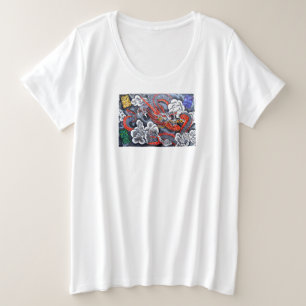 Women's PLUS SIZE T-Shirt with Japanese Dragon