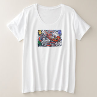 Women's PLUS SIZE  T-Shirt with Japanese Dragon