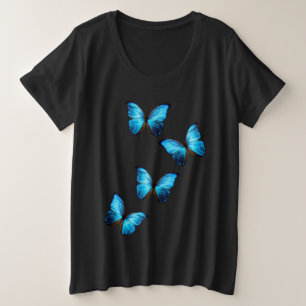 Womens Plus Size Tee Blue Butterflies