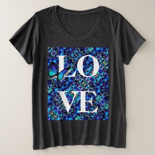 Womens Plus Size Tee Butterfly Love (Design Front)
