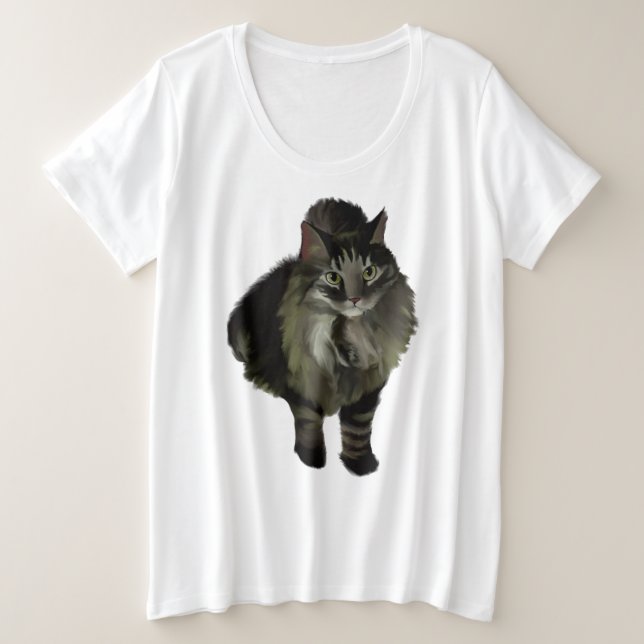 Women's Plus Size Tee Maine Coon Cat (Design Front)