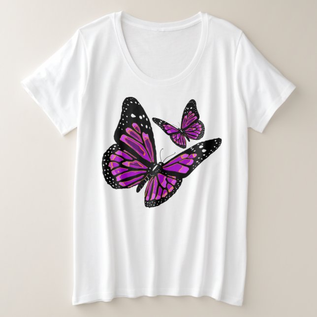 Women's Plus Size Tee Purple Butterfly (Design Front)
