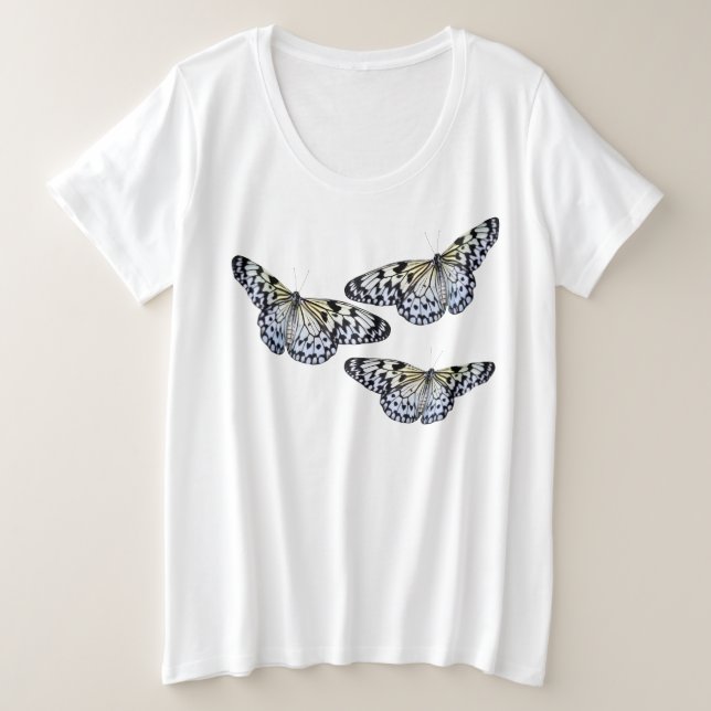 Women's Plus Size Tee White Butterflies (Design Front)