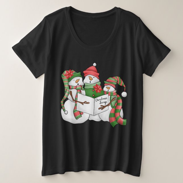 Womens plus size Watercolor snowman t-shirt (Design Front)