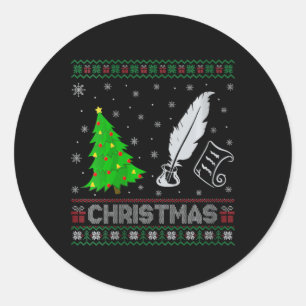 Womens Poetry Xmas Tree Lighting Ugly Christmas Sw Classic Round Sticker