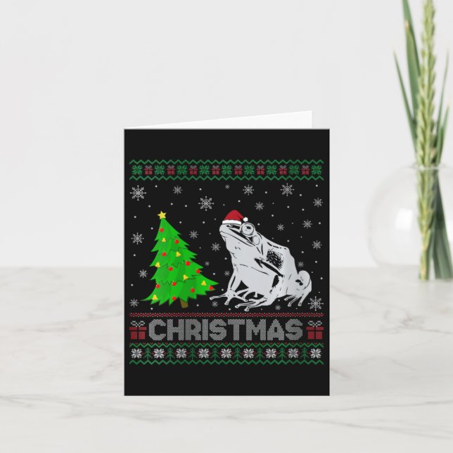 Womens Poison Dart Frog Xmas Tree Lighting Ugly Ch Card (Front)