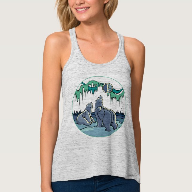 Women's Polar Bear Tank Top Shirt Bear Art Tops (Front)