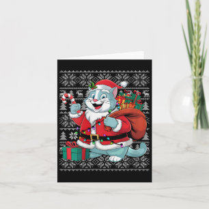Womens Polar Cat Xmas Sweater Style Ugly Santa Pol Card