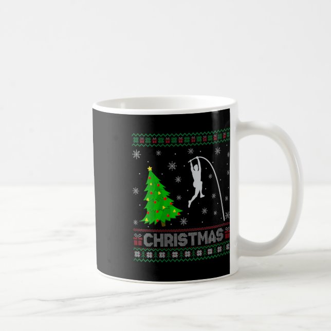 Womens Pole Vault Xmas Tree Lighting Ugly Christma Coffee Mug (Right)