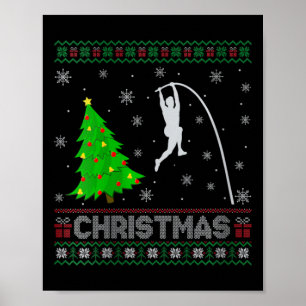 Womens Pole Vault Xmas Tree Lighting Ugly Christma Poster