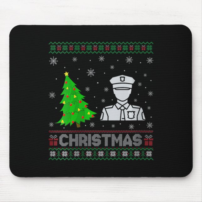 Womens Police Xmas Tree Lighting Ugly Christmas Sw Mouse Pad (Front)