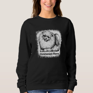 Womens Pomeranian Mama Bleached Cute Dog Mum 1 Sweatshirt
