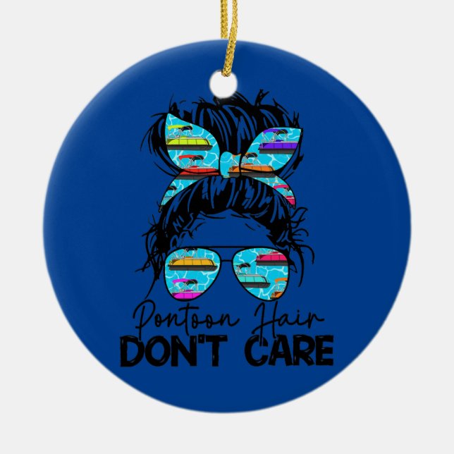 Womens Pontoon Hair Don't Care Messy Bun Pontoon Ceramic Tree Decoration (Front)