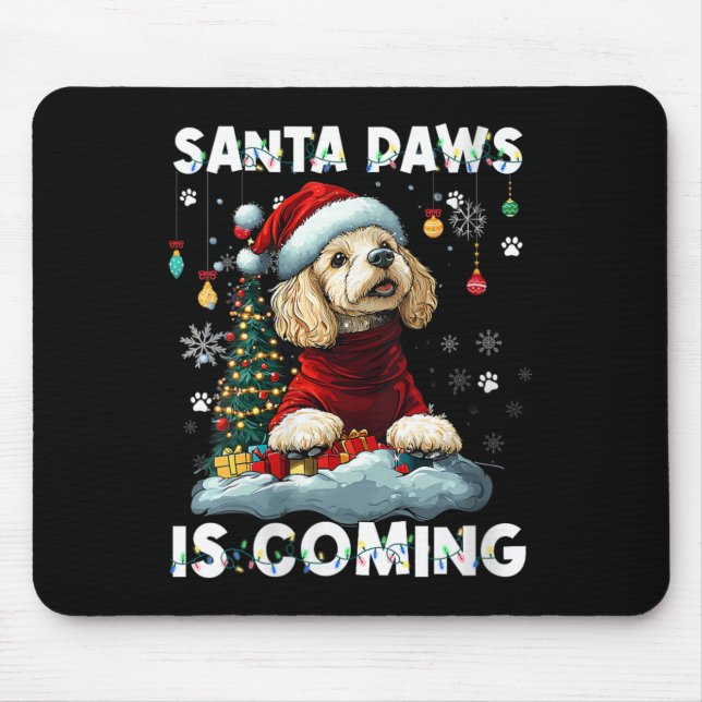 Womens Poodle Christmas Tree Lights Decorations Do Mouse Pad (Front)