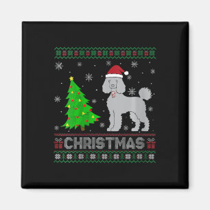 Womens Poodle Dog Xmas Tree Lighting Ugly Christma Magnet
